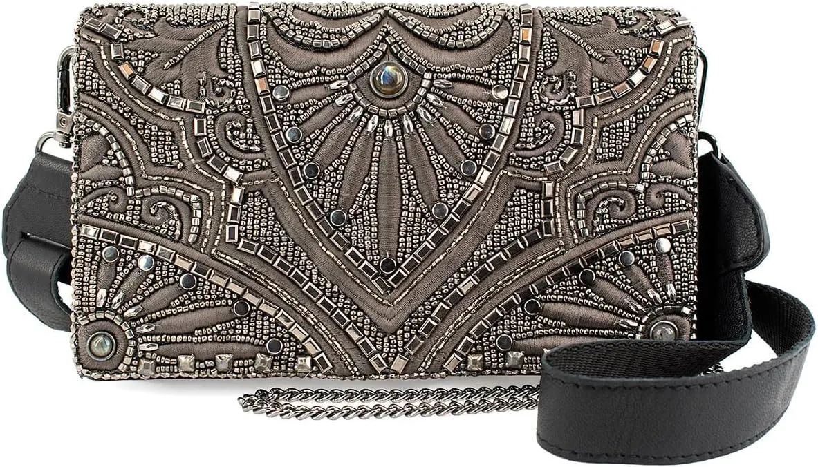 Mary Frances Precious Metal Beaded Waist Belt Bag Crossbody Handbag Clutch Festival Evening Purse, Multi