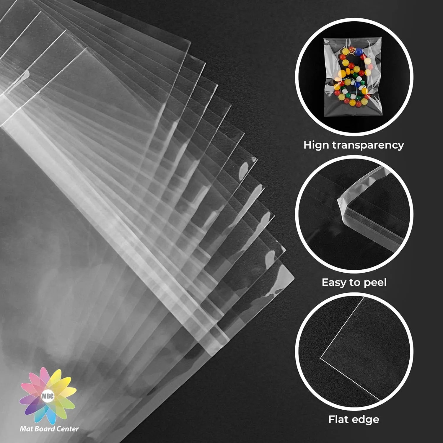 Mat Board Center, 12"x12" Crystal Clear Sleeves, Resealable Polypropylene Bags with Flap Fit for 12x12 Photo Mat, Photos & Prints - 100 Pack