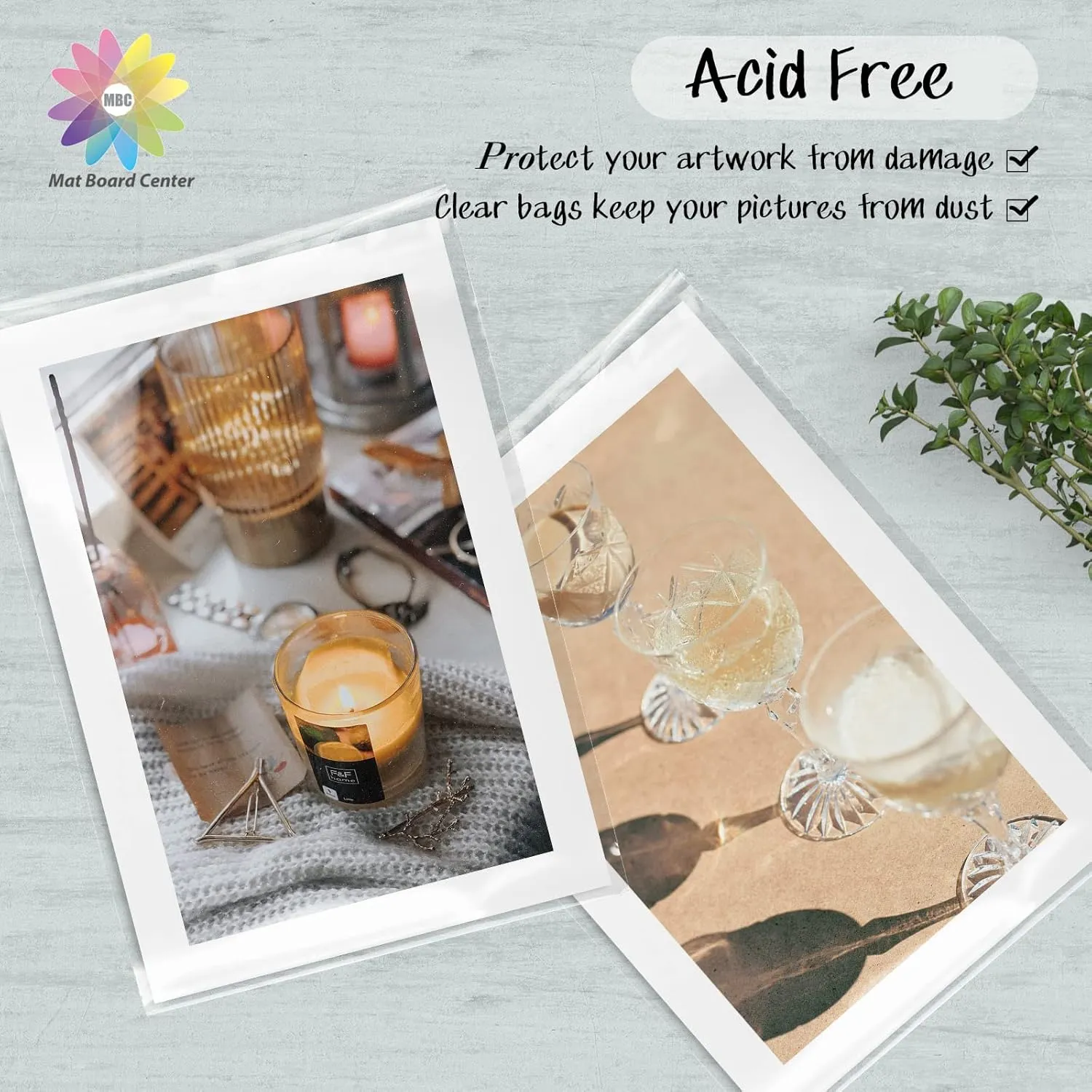Mat Board Center, 12"x12" Crystal Clear Sleeves, Resealable Polypropylene Bags with Flap Fit for 12x12 Photo Mat, Photos & Prints - 100 Pack