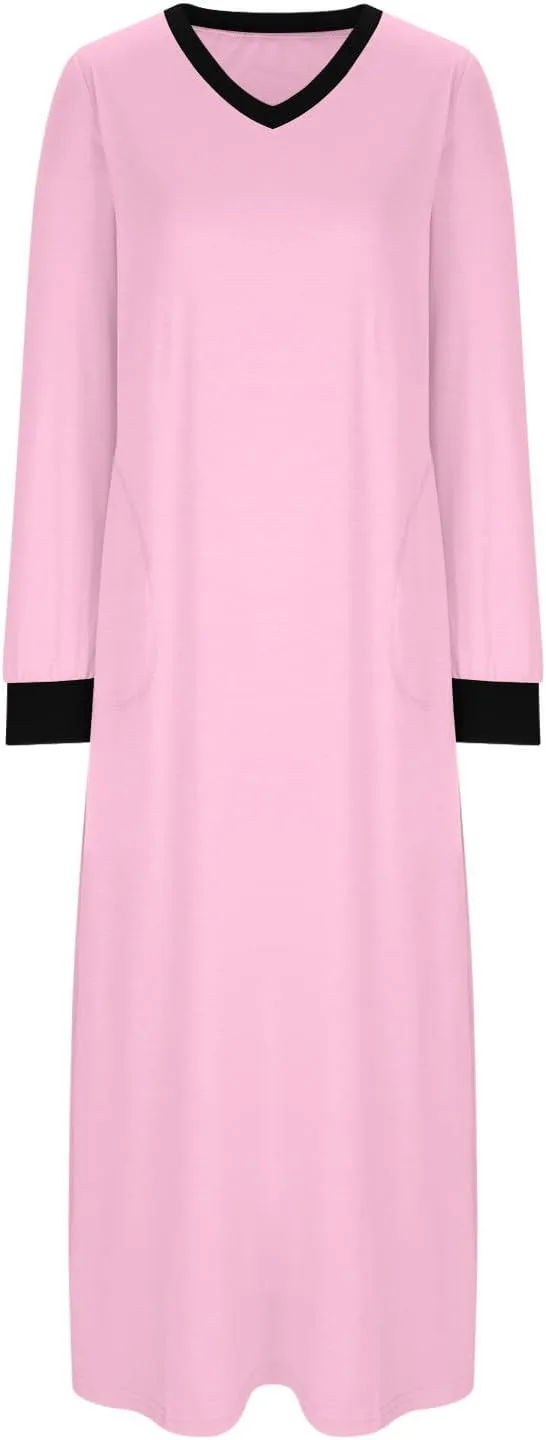 Maxi Dresses for Women 2025，Flowy Spring Dresses Modest Trendy Long Sleeve Dress Summer Beach Vacation Going Out