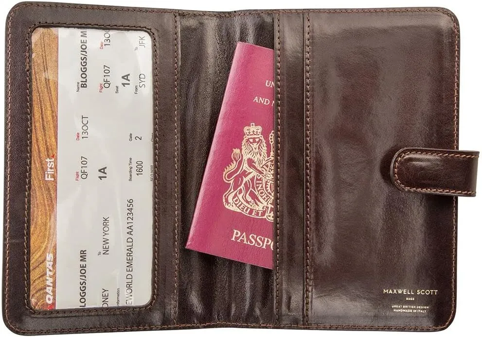 Maxwell Scott - Luxury Leather Travel Document Holder Wallet with ID Pocket - Handmade from Premium Hides - The Vieste