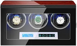 Mechanical Watch Shaker Automatic Watch Winder Box Silent Motor LCD Screen Built-in Illumination Adjustable Watch Pillows Piano Paint Exterior Efficency