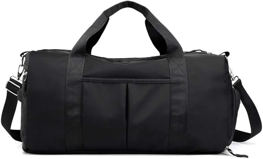 men Men Casual Travel Duffel Nylon Luggage Handbag Gym Sports Overnight Foldable Weekender Bag with Shoes Compartment Sports Overnight Gym Luggage Weekend Tote Bag(Black)