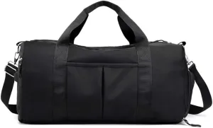 men Men Casual Travel Duffel Nylon Luggage Handbag Gym Sports Overnight Foldable Weekender Bag with Shoes Compartment Sports Overnight Gym Luggage Weekend Tote Bag(Black)