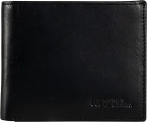 Mens Bifold Leather Wallet, Black, RFID Blocking, Attached Flip Up ID with 2 Window, Large Extra Capacity, Top Grain Leather (Black)