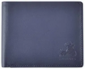 Mens RFID Blocking Bifold Wallet Nappa Soft Genuine Leather in Storm Cloud Blue