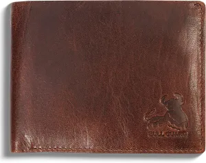Mens RFID Blocking Bifold Wallet Soft Top Grain Leather in Grizzly Brown