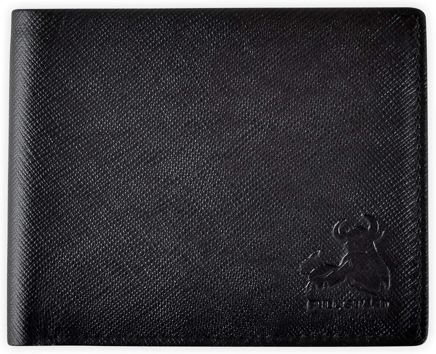 Mens RFID Leather Wallet Bifold with Flip UP ID in Black Saffiano Leather