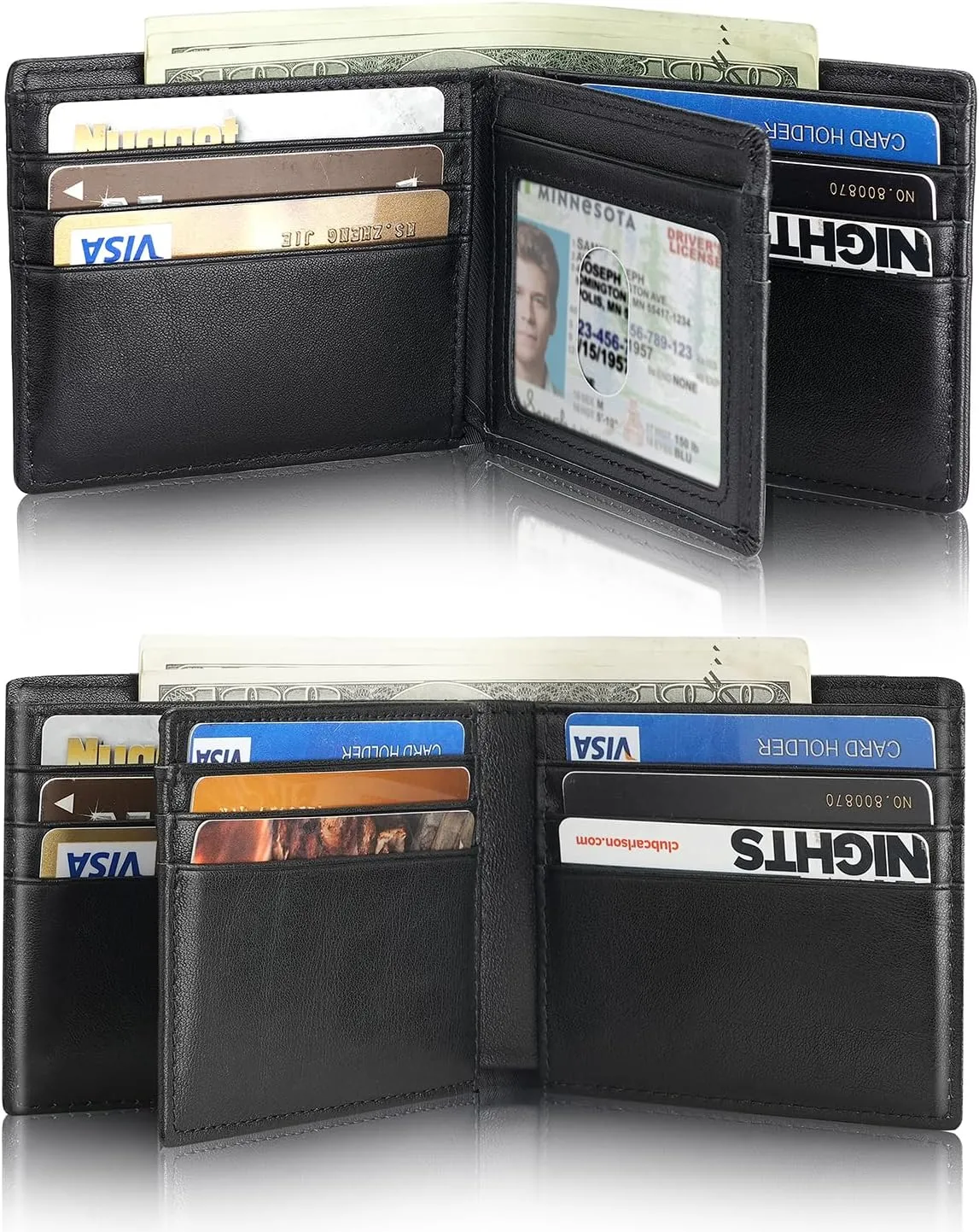 Mens Wallet With AirTag Holder, Bifold Leather RFID Blocking 1-2 ID Windows 12-13 Card Holders, Gift Box and Screen Protector Included, AirTag Not Included