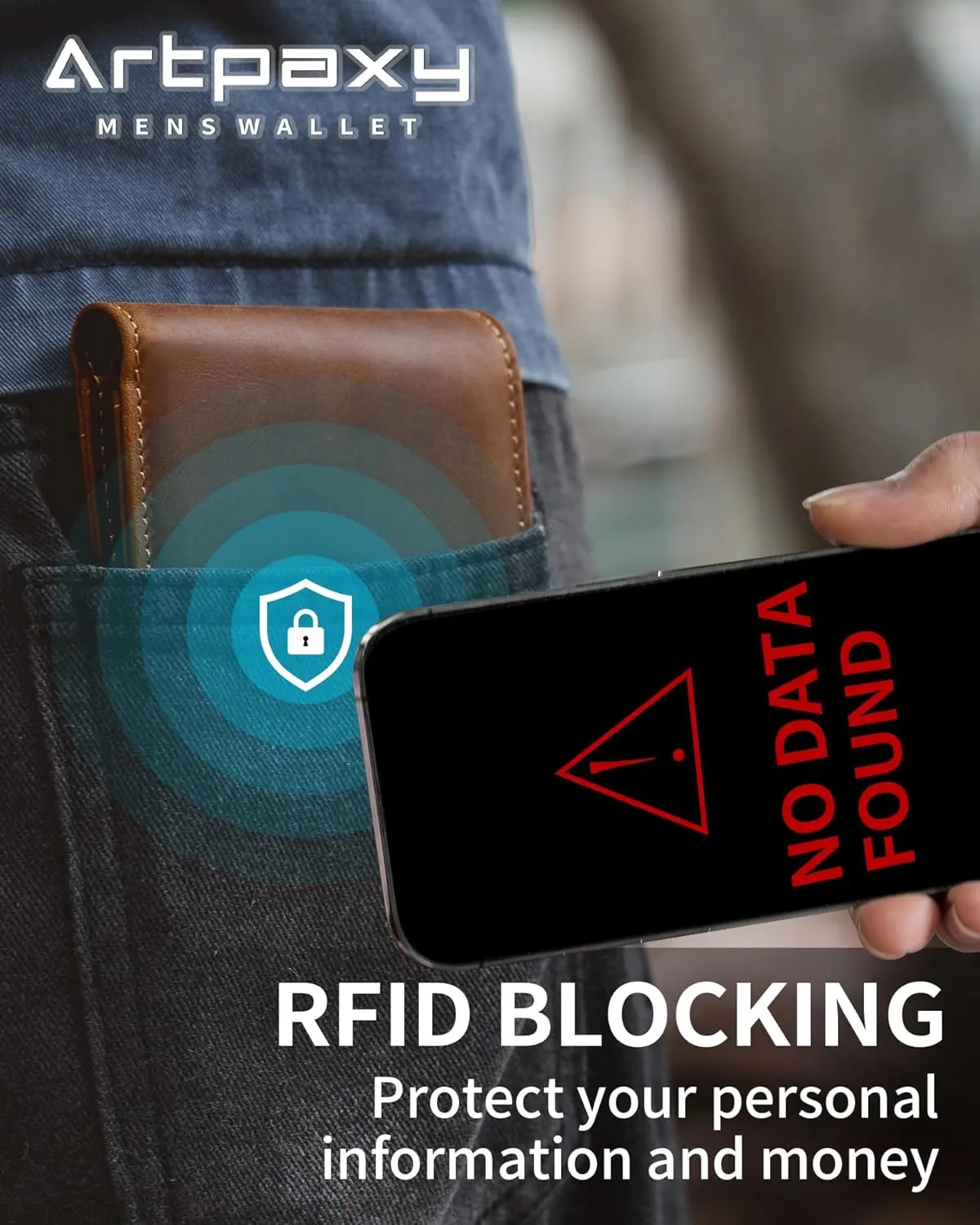 Mens Wallet With AirTag Holder, Bifold Leather RFID Blocking 1-2 ID Windows 12-13 Card Holders, Gift Box and Screen Protector Included, AirTag Not Included