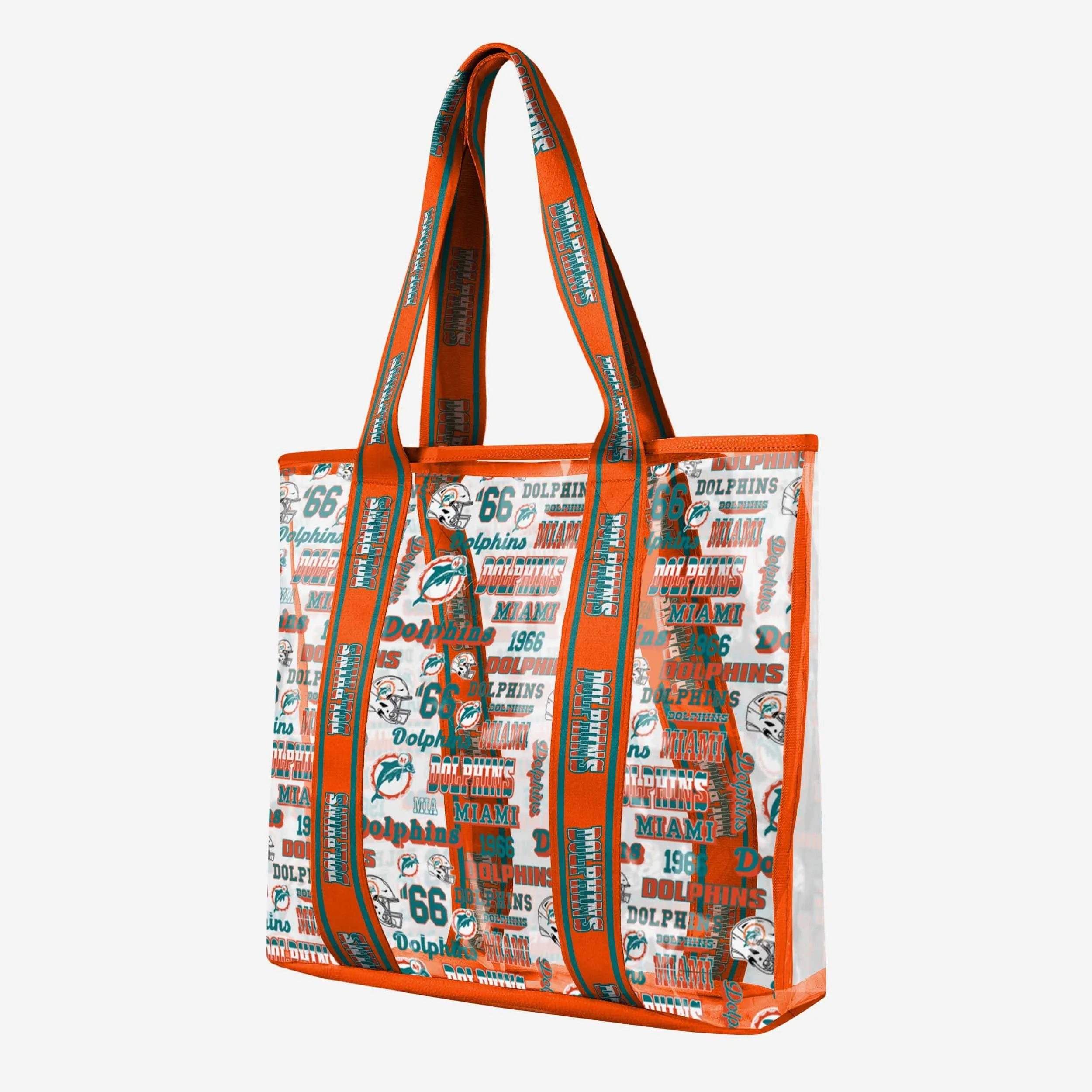 Miami Dolphins Repeat Retro Print Clear Tote Bag