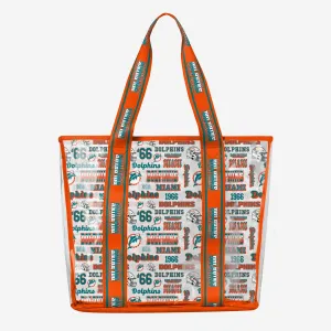 Miami Dolphins Repeat Retro Print Clear Tote Bag