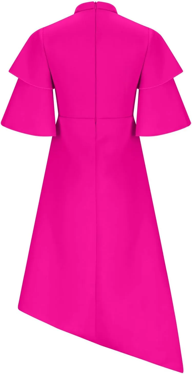 Midi Dresses for Women Casual Boho Flare Sleeve Asymmetrical Hem Dress Fall Fashion Club Party Dresses Trendy Clothes