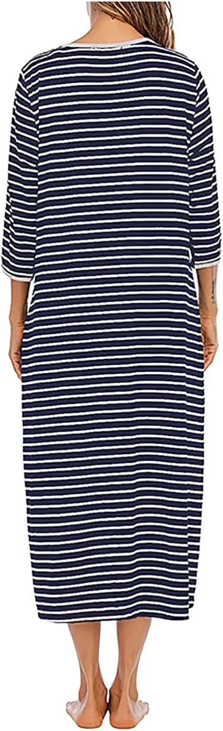 Midi Dresses for Women，Trendy Flowy Spring Dress Half Sleeve Plaid Loose Fit Shift Plus Size Dresses Summer Beach