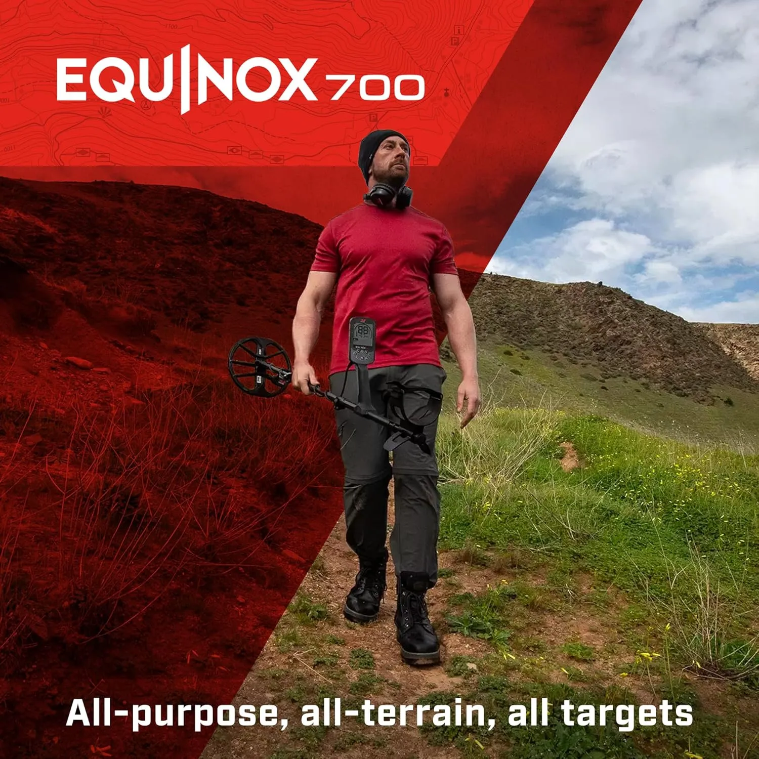 MINELAB Equinox 700 Multi-Frequency Collapsible Metal Detector for Adults with EQX 11" Waterproof Double-D Coil & Wireless Headphones (Option for 4 Single Frequencies, 3 Detect Modes)