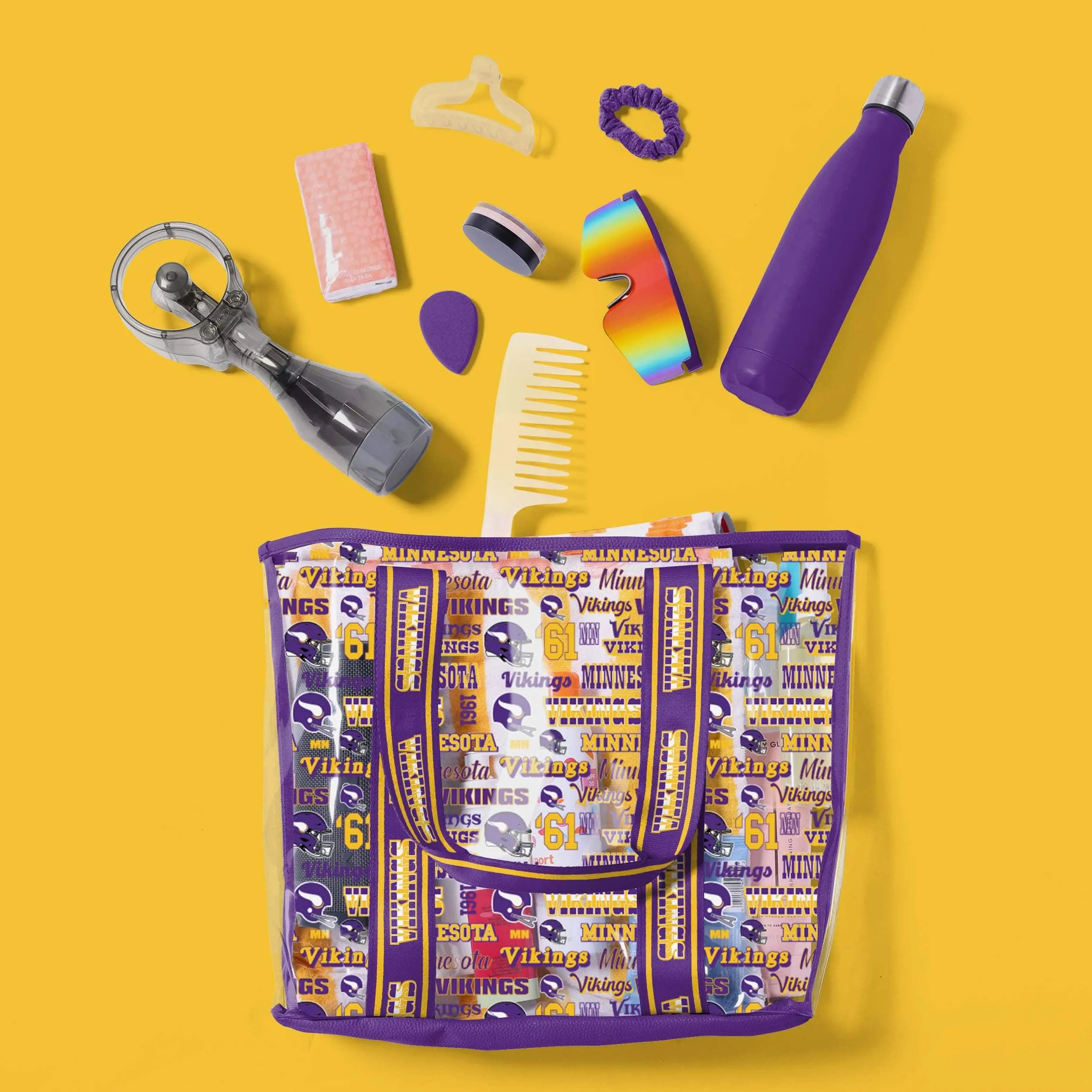 Minnesota Vikings Repeat Retro Print Clear Tote Bag