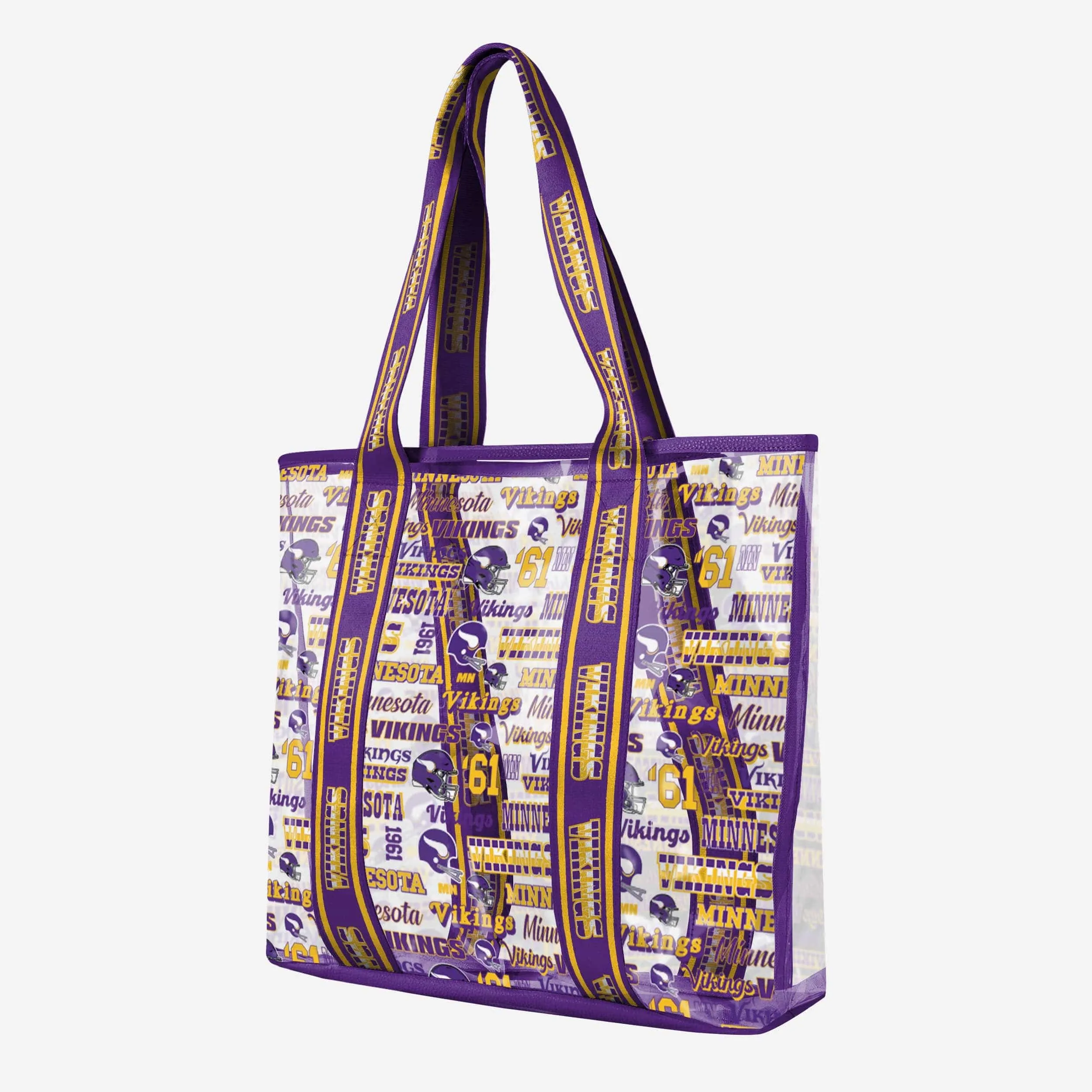 Minnesota Vikings Repeat Retro Print Clear Tote Bag