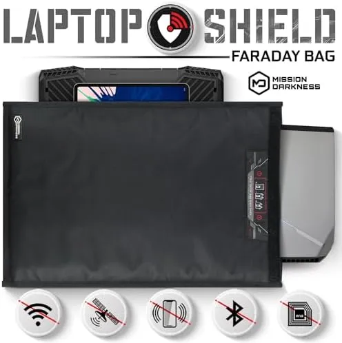 Mission Darkness Faraday Bag for Laptops // Device Shielding for Law Enforcement & Military, Executive Privacy, Travel & Data Security, Anti-Hacking & Anti-Spying Assurance