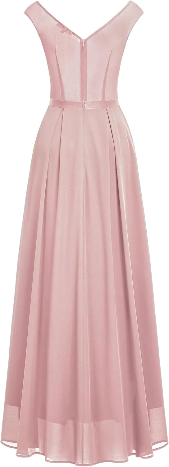 Miusol Women's Classy Deep V Neck Formal Evening Party Maxi Dress