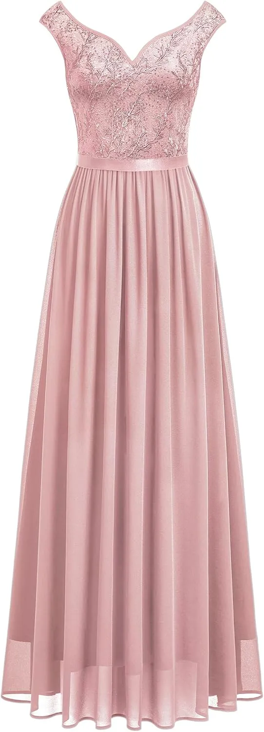 Miusol Women's Classy Deep V Neck Formal Evening Party Maxi Dress