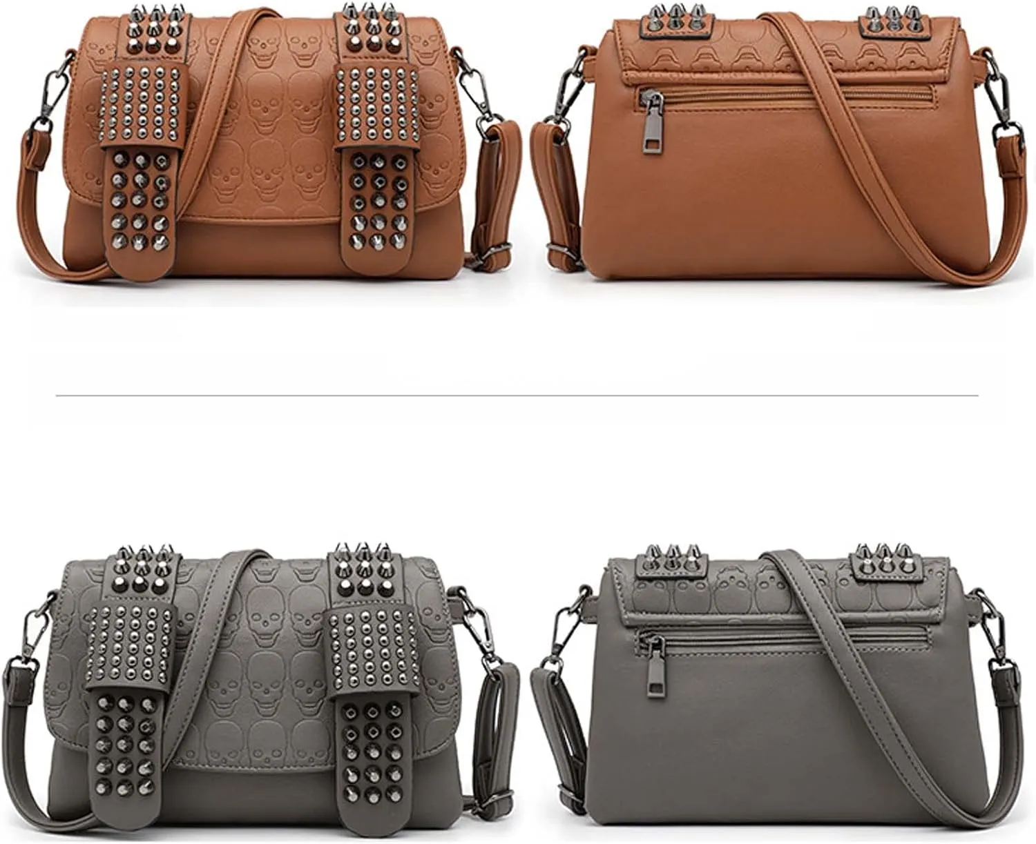 MLAFE Gothic Shoulder Bag Steampunk Shoulder Messenger Bag Rivet Skull Shoulder Bag Harajuku Shoulder Bag