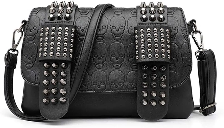 MLAFE Gothic Shoulder Bag Steampunk Shoulder Messenger Bag Rivet Skull Shoulder Bag Harajuku Shoulder Bag