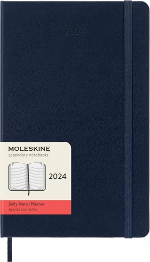 Moleskine 2024 Daily Planner, 12M, Large, Sapphire Blue, Hard Cover (5 x 8.25)
