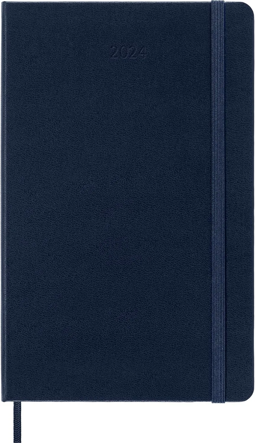 Moleskine 2024 Daily Planner, 12M, Large, Sapphire Blue, Hard Cover (5 x 8.25)