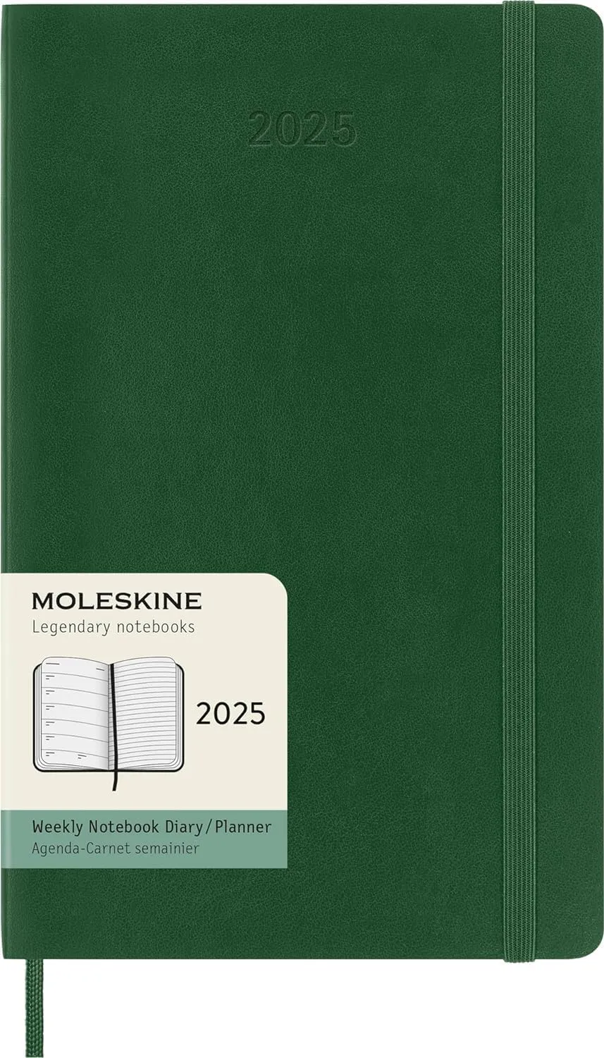 Moleskine Classic 12 Month 2025 Weekly Planner, Soft Cover, Large (5" x 8.25"), Myrtle Green, 144 pages