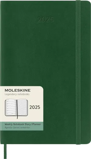 Moleskine Classic 12 Month 2025 Weekly Planner, Soft Cover, Large (5" x 8.25"), Myrtle Green, 144 pages