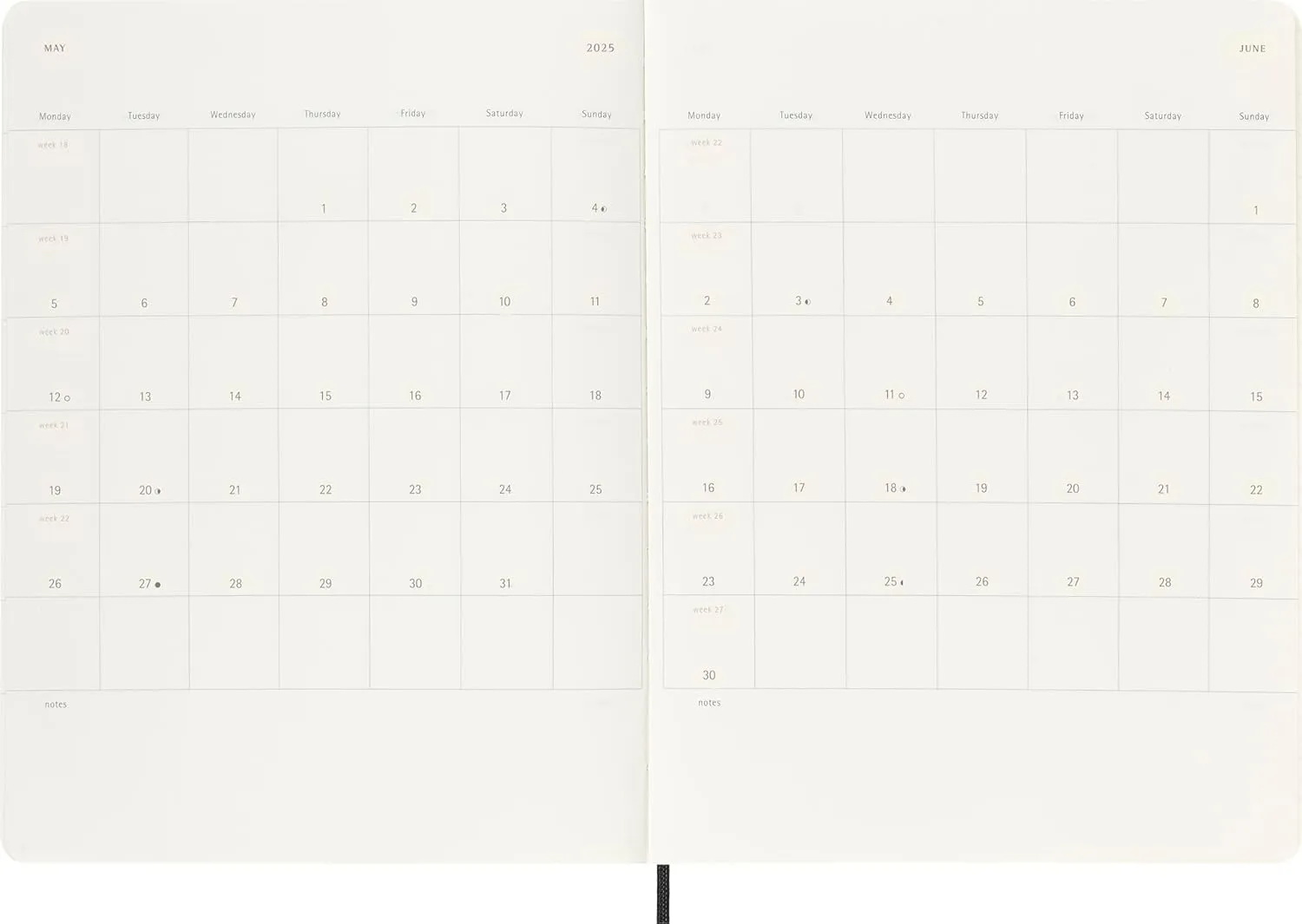 Moleskine Classic 18 Month 2024-2025 Weekly Planner, Soft Cover, XL (7.5" x 10"), Black, 208 pages