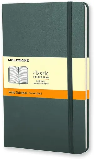 Moleskine Classic Notebook, Hard Cover, Large (5" x 8.25") Ruled/Lined, Forest Green, 240 Pages
