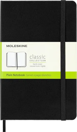 Moleskine Classic Notebook, Hard Cover, Medium (4.5" x 7") Plain/Blank, Black, 208 Pages