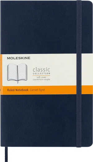 Moleskine Classic Notebook, Soft Cover, Large (5" x 8.25") Ruled/Lined, Sapphire Blue, 192 Pages