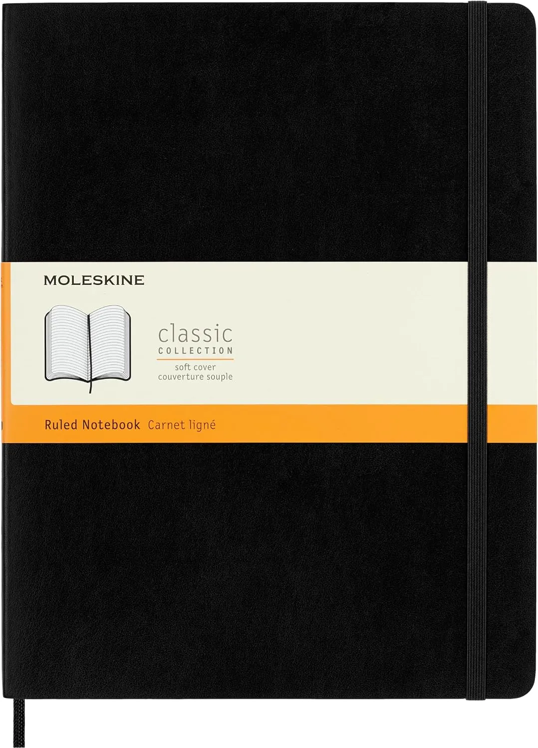 Moleskine Classic Notebook, Soft Cover, XL (7.5" x 9.5") Ruled/Lined, Black, 192 Pages