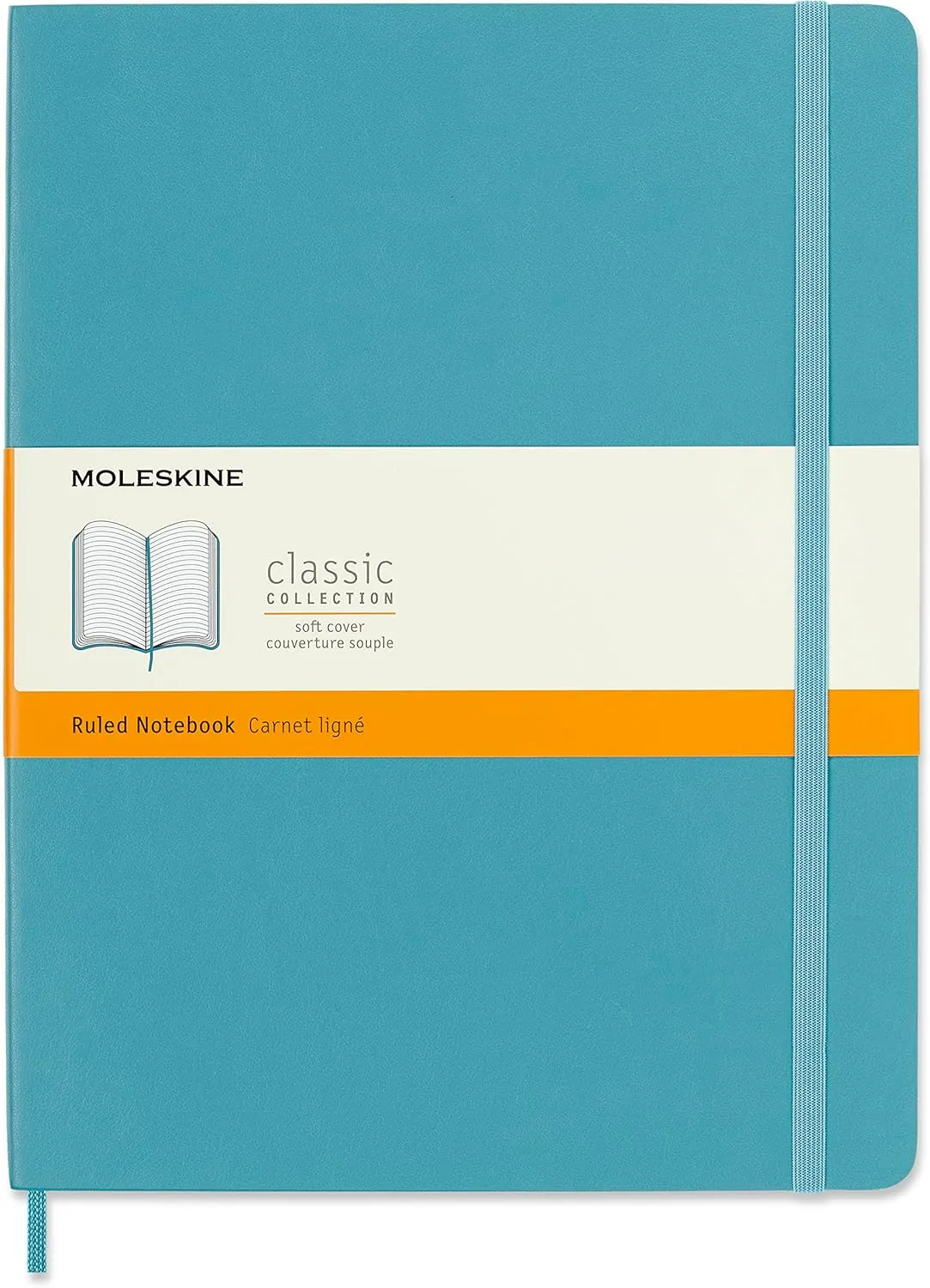 Moleskine Classic Notebook, Soft Cover, XL (7.5" x 9.5") Ruled/Lined, Reef Blue, 192 Pages