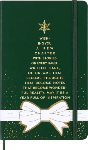 Moleskine Festive Holiday Notebook, Hard Cover, Ruled, Large (5" x 8.25"), Myrtle Green, 240 Pages