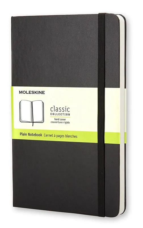 Moleskine Large (A5) Classic Hard Cover Notebook Plain (13 cm x 21 cm) Red, Blue or Black