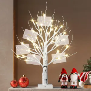 Money Tree Gift Holder - 36 LED Lighted Display Tree with Clips Lighted Tabletop Decoration Gift Card Tree (Warm White)
