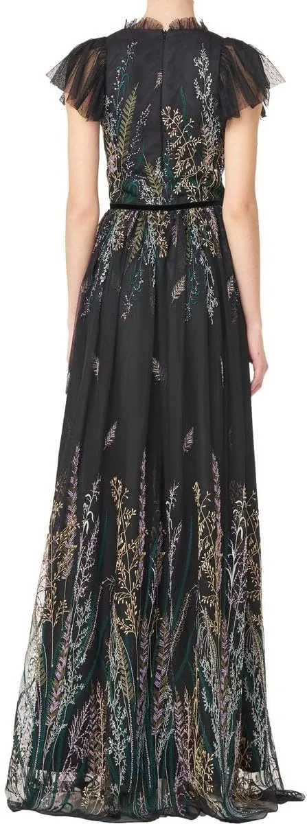 MONIQUE LHUILLIER ML Womens Beaded Embroidered Evening Dress