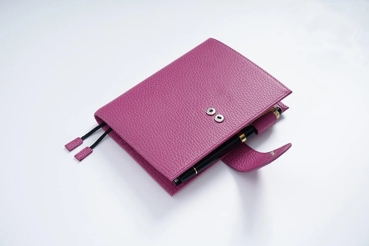 Moterm Leather Cover for A6 Notebooks - Fits Hobonichi Original, Stalogy and Midori MD Planners, with Pen Loop, Card Slots and Back Pocket (Firm Pebbled-Fuchsia Rose, A6 )