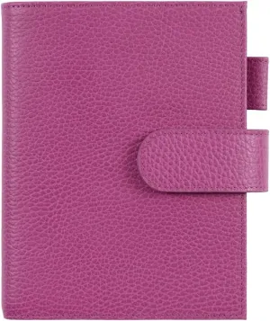 Moterm Leather Cover for A6 Notebooks - Fits Hobonichi Original, Stalogy and Midori MD Planners, with Pen Loop, Card Slots and Back Pocket (Firm Pebbled-Fuchsia Rose, A6 )