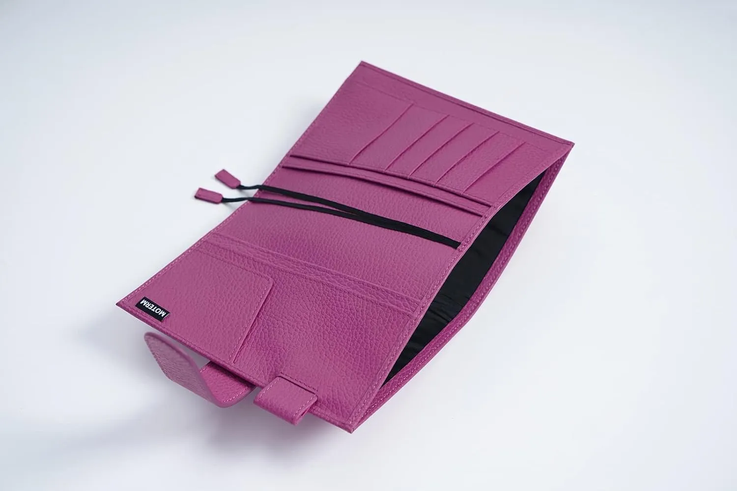 Moterm Leather Cover for A6 Notebooks - Fits Hobonichi Original, Stalogy and Midori MD Planners, with Pen Loop, Card Slots and Back Pocket (Firm Pebbled-Fuchsia Rose, A6 )