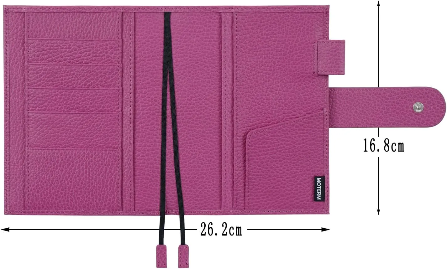 Moterm Leather Cover for A6 Notebooks - Fits Hobonichi Original, Stalogy and Midori MD Planners, with Pen Loop, Card Slots and Back Pocket (Firm Pebbled-Fuchsia Rose, A6 )