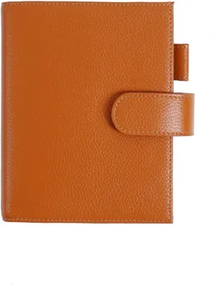Moterm Leather Cover for A6 Notebooks - Fits Hobonichi Original, Stalogy and Midori MD Planners, with Pen Loop, Card Slots and Back Pocket (Pebbled-Burnt Orange, A6 )