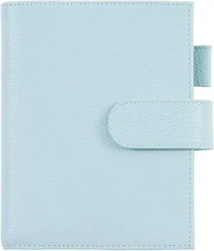 Moterm Leather Cover for A6 Notebooks - Fits Hobonichi Original, Stalogy and Midori MD Planners, with Pen Loop, Card Slots and Back Pocket (Pebbled-Light Blue, A6 )