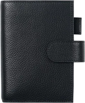 Moterm Leather Cover for Moleskine Pocket - Fits Daily/Weekly Planner and Classic, With Pen Loop, Card Slots and Back Pocket (Pebbled-Black)