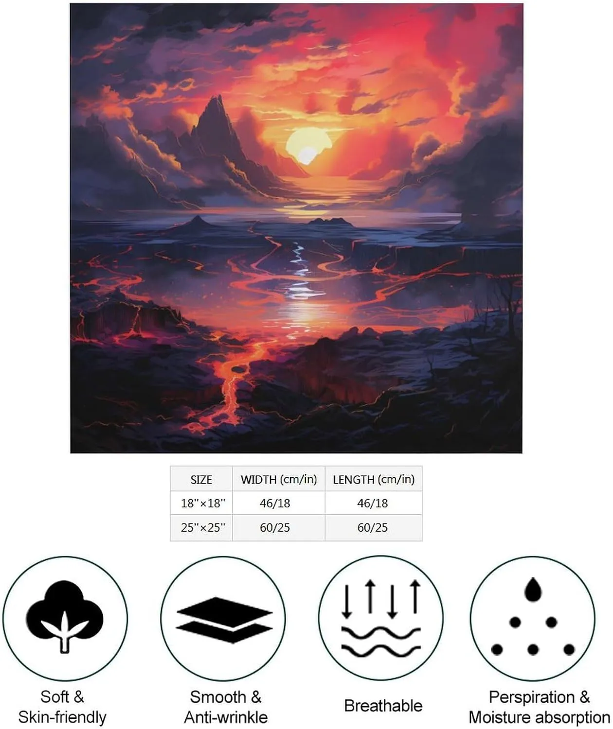 Mountain Lava Sunrise Fashion Neck Scarf Head Kerchief Hair Wrap Bandana Headscarf for Women Handbags
