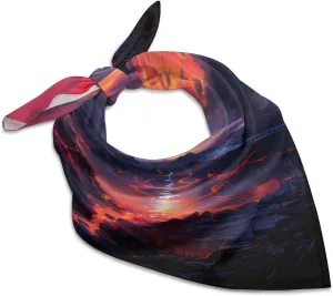 Mountain Lava Sunrise Fashion Neck Scarf Head Kerchief Hair Wrap Bandana Headscarf for Women Handbags