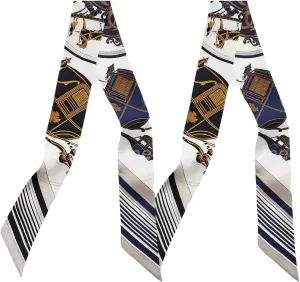 Mulberry Silk Scarf for Handbags,Bags, and Purse，2 Pcs 2"x35" Hair Ribbon Skinny Neck Fashion Scarves for Women
